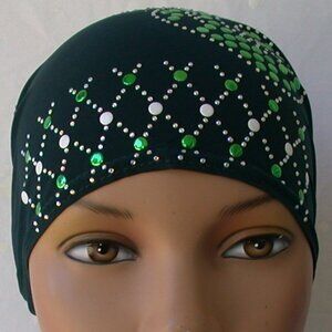 DARK GREEN Pre-Tied Stud Fashion Cap Slip On Bonnet Hijab Undercap #3